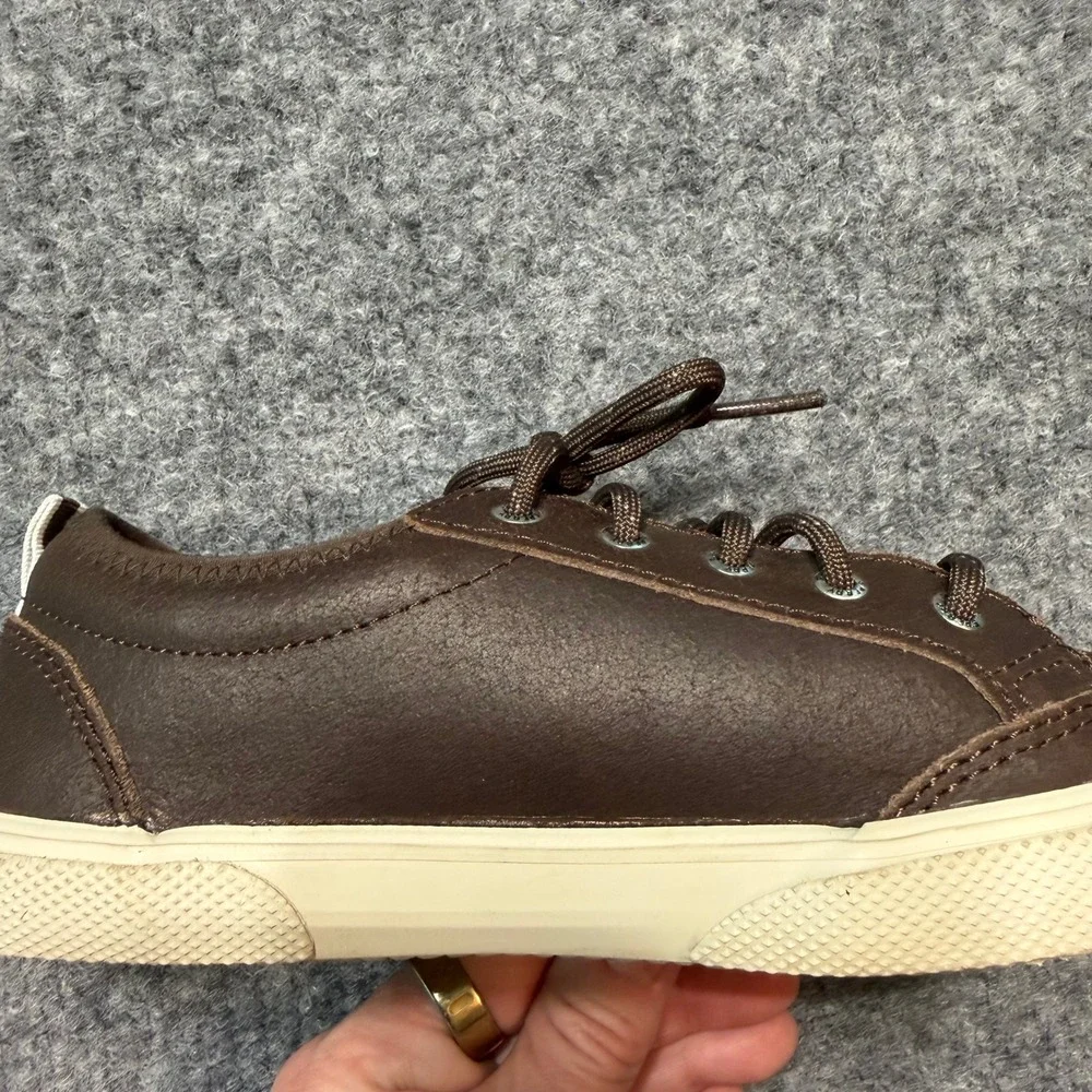 SPERRY TOP-SIDER Kids Deckfin Brown Leather Memory Foam Sneakers Size 2M